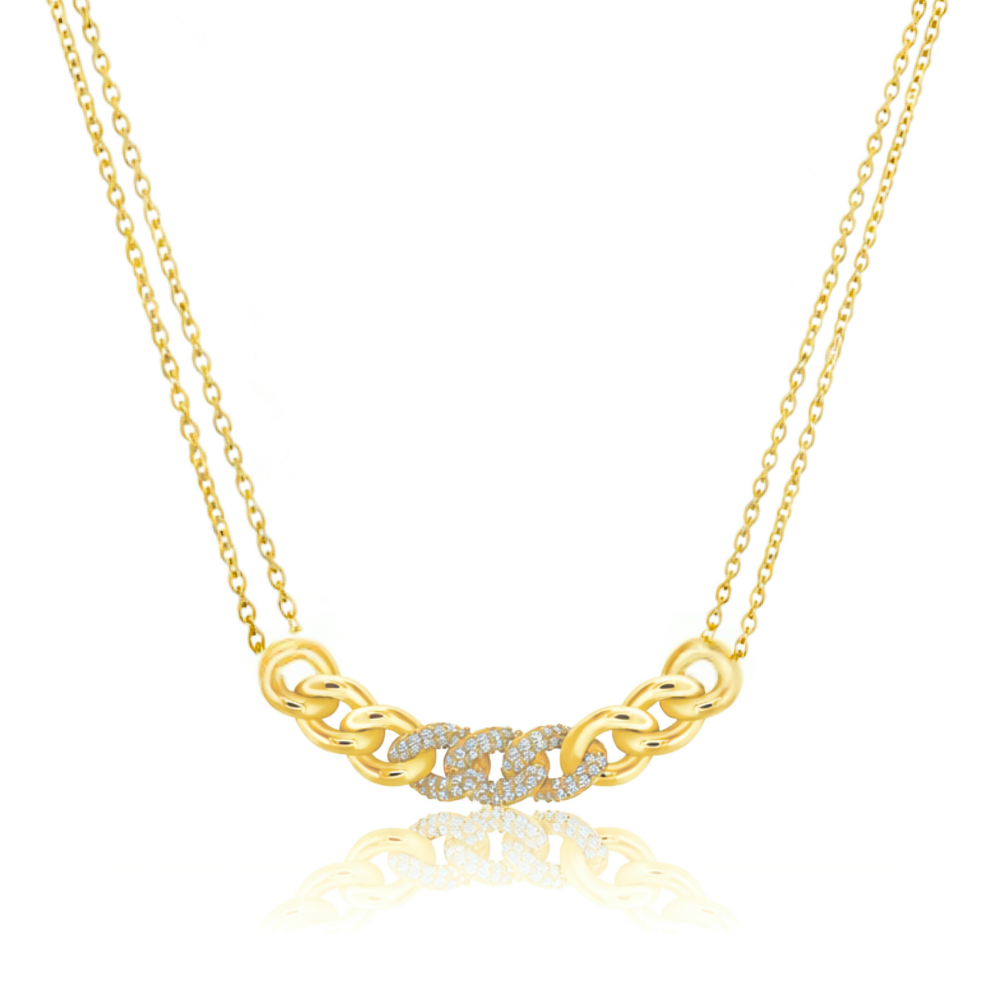 Cuban Chain Double Strand Necklace