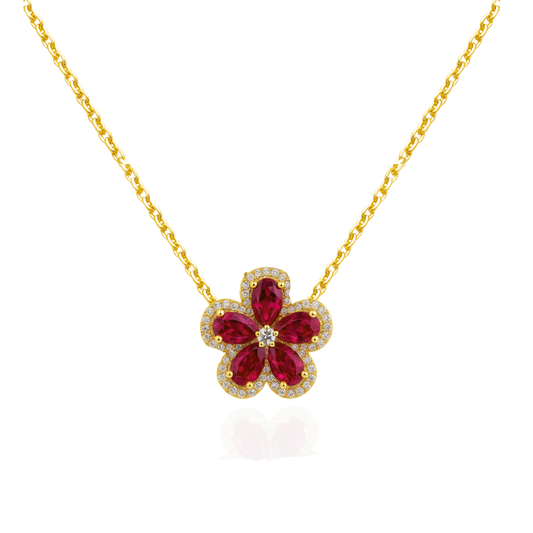 Colored Pave Floral Necklace