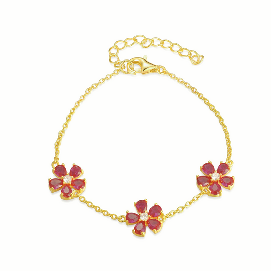 Ruby Flower Bracelet
