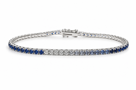 Silver Gradient Blue Tennis Bracelet
