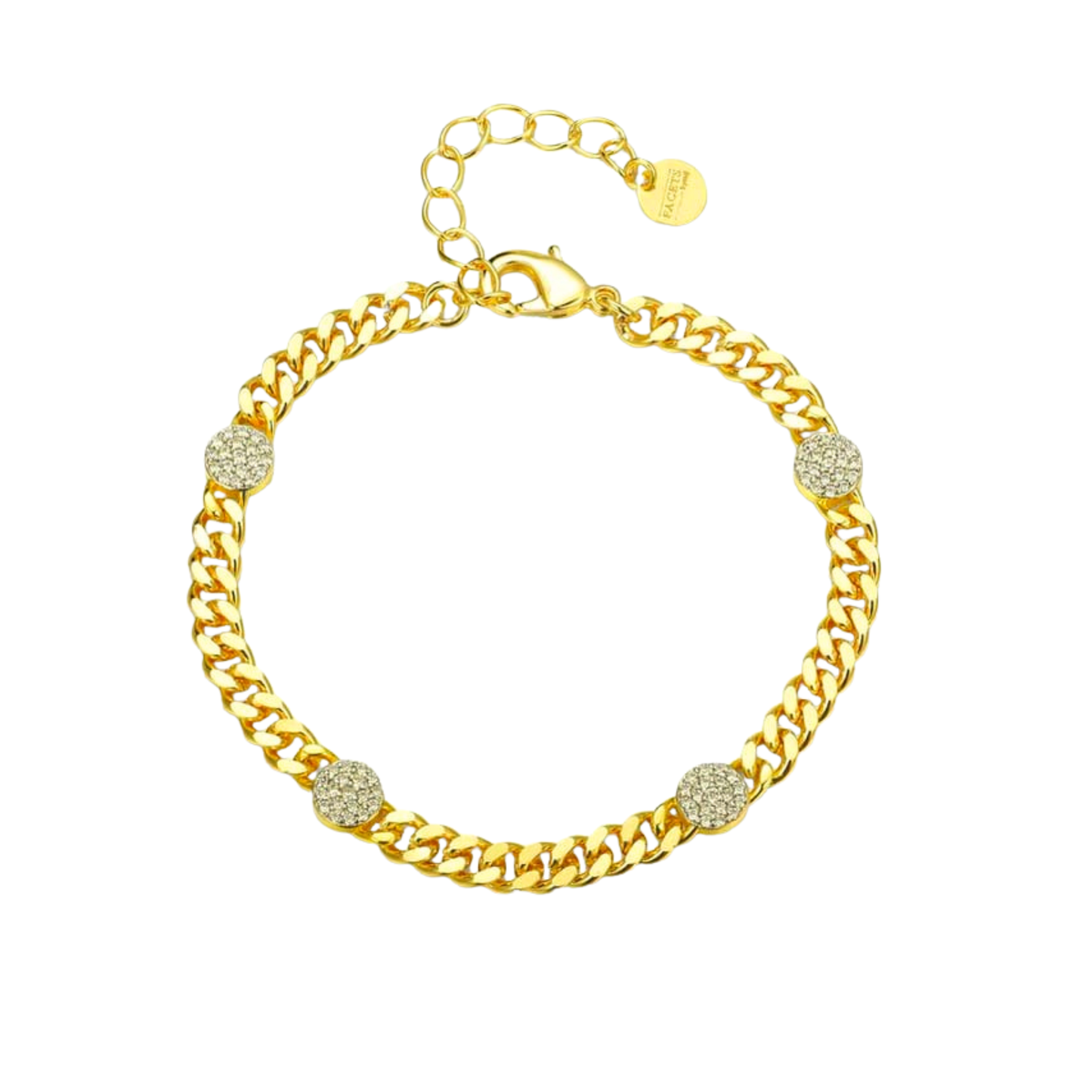 Cuban Link Pave Disc Bracelet
