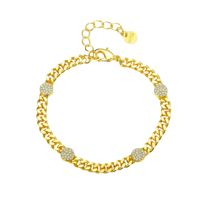 Cuban Link Pave Disc Bracelet