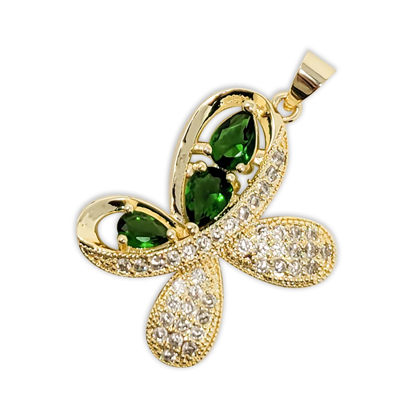 Gold Plated Butterfly Pendant with Crystal Rhinstones
