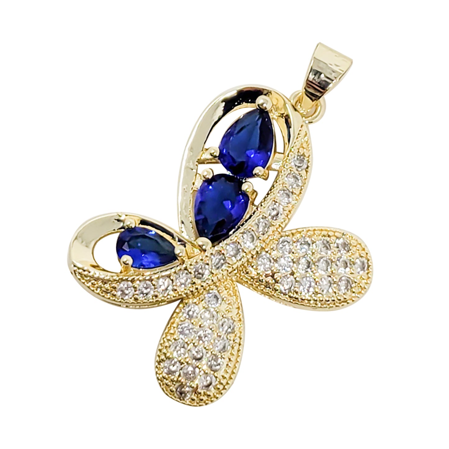 Gold Plated Butterfly Pendant with Crystal Rhinstones