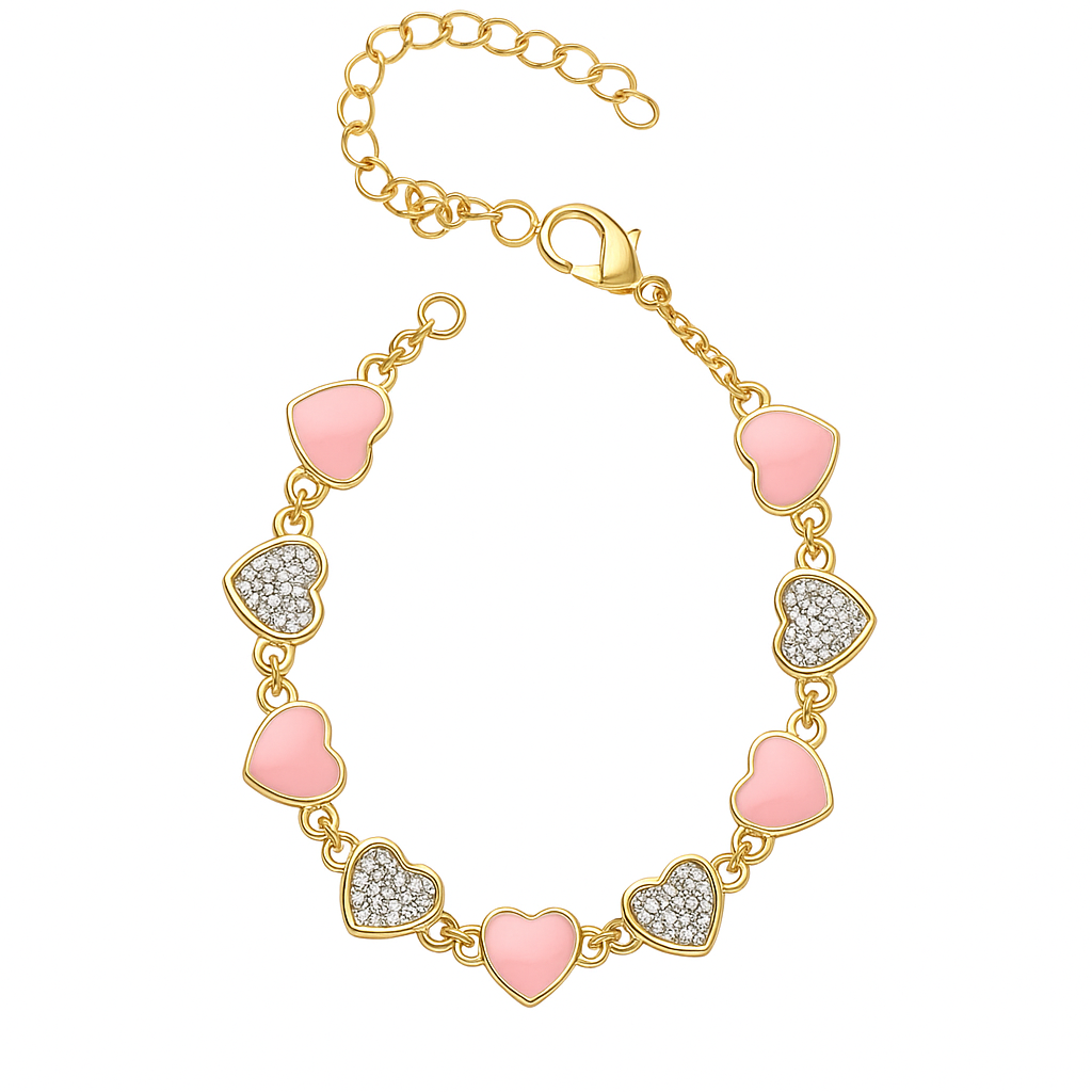 Pink Pave Heart Bracelet