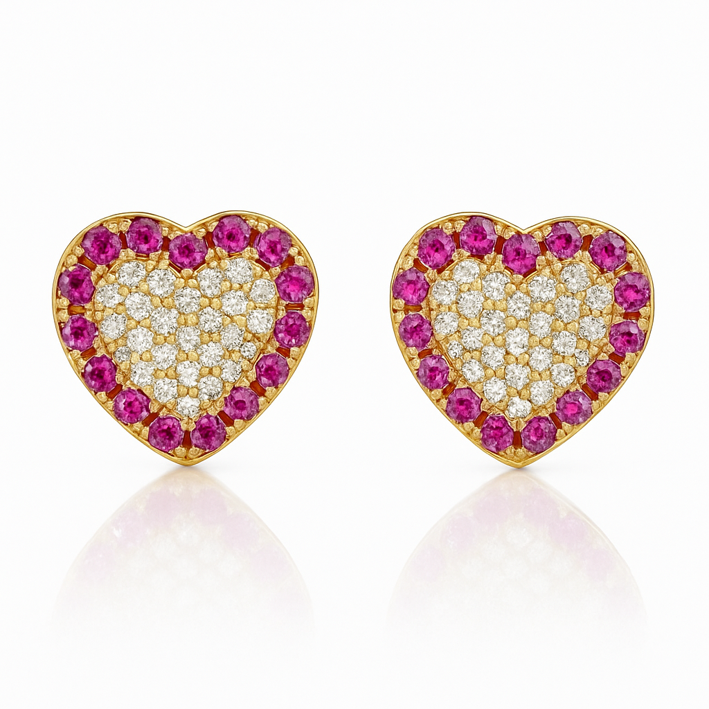 Pink Pave Heart Earrings