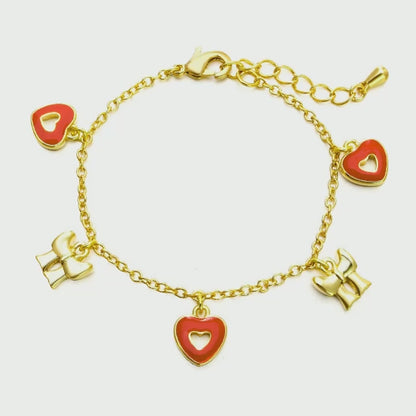 Gold Plated Hearts and Bows Bracelet