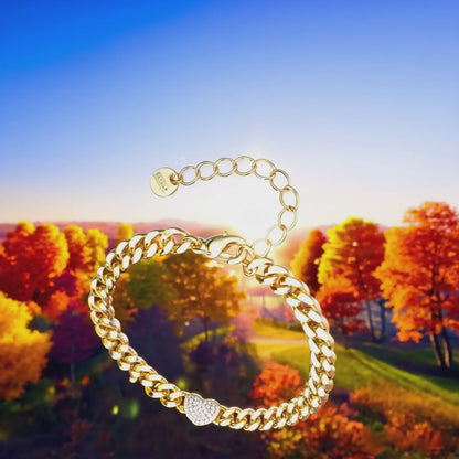 Cuban Chain Heart Bracelet