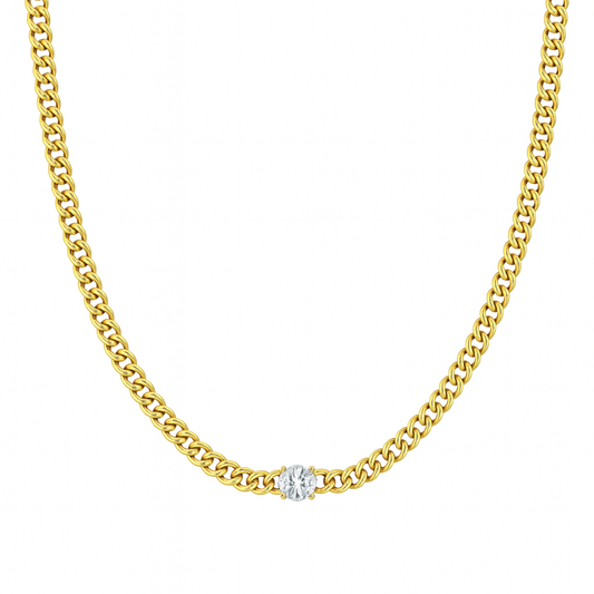 Cuban Chain Solitaire Necklace