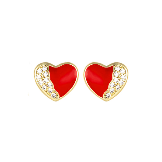 Red Pave Heart Stud Earring - Sold Out