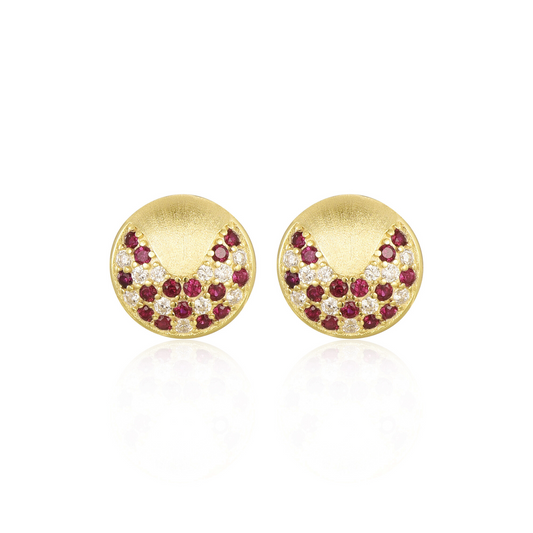 Brushed Gold Stud Earring