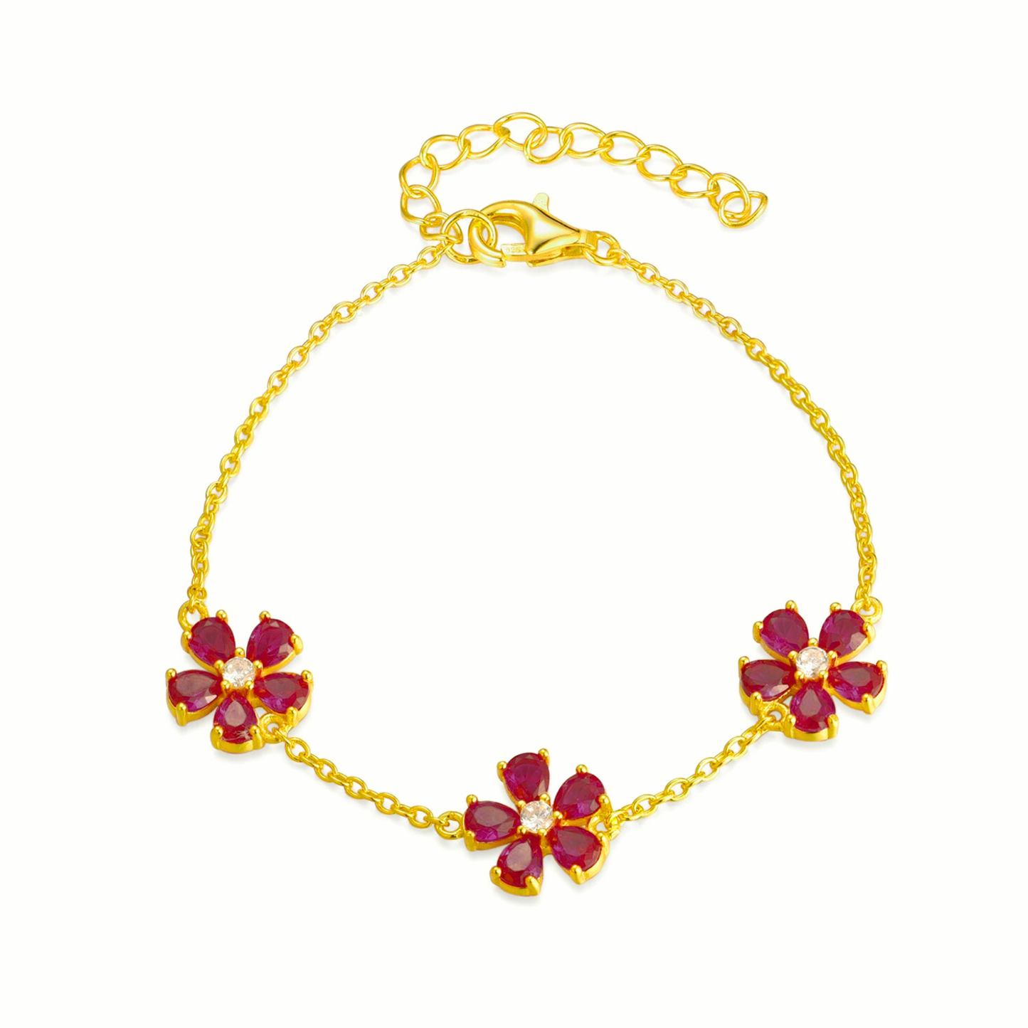 Ruby Flower Bracelet