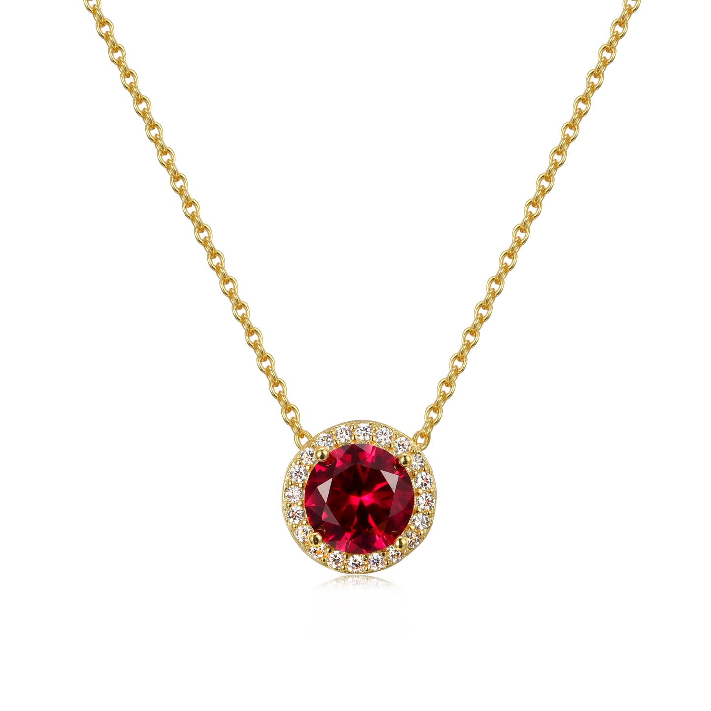 Gold Plated Round Solitaire Colored Necklace