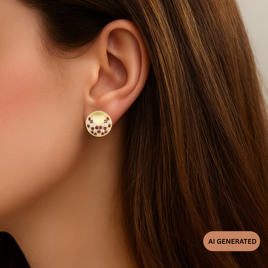 Brushed Gold Stud Earring