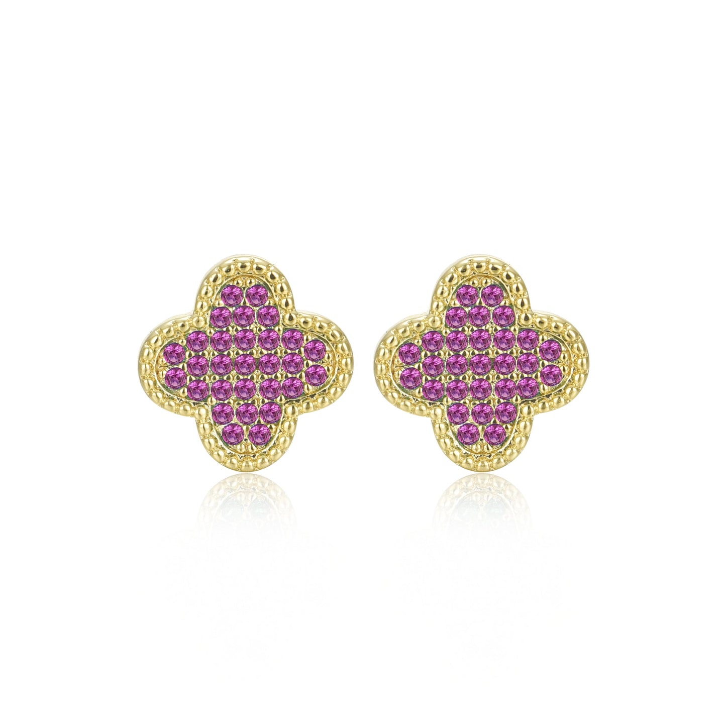 Colored Clover Stud Earring