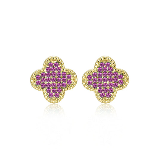 Colored Clover Stud Earring