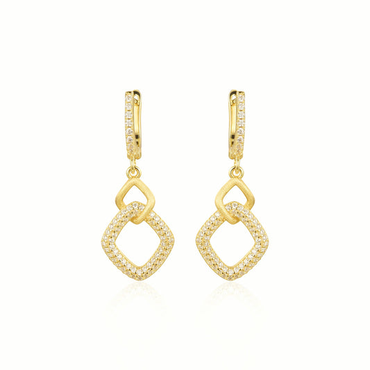 Double Daimond Charm Drop Earring
