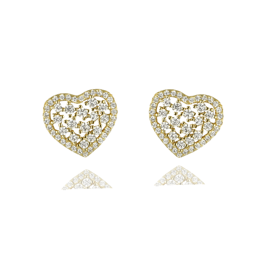 Silver Stones Heart Earring