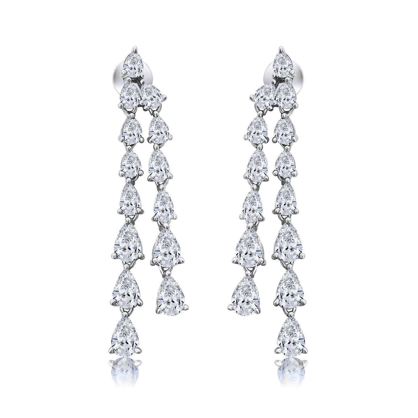 Silver Double Row Teardrop Earring