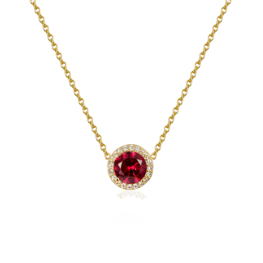 Gold Plated Round Solitaire Colored Necklace