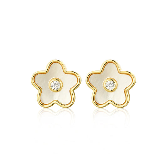 Mother of Pearl Clover Stud Earring