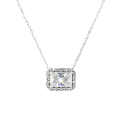 Halo Solitaire Rectangle Necklace