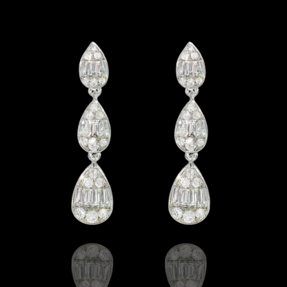 Silver Tiered Teardrop Earring