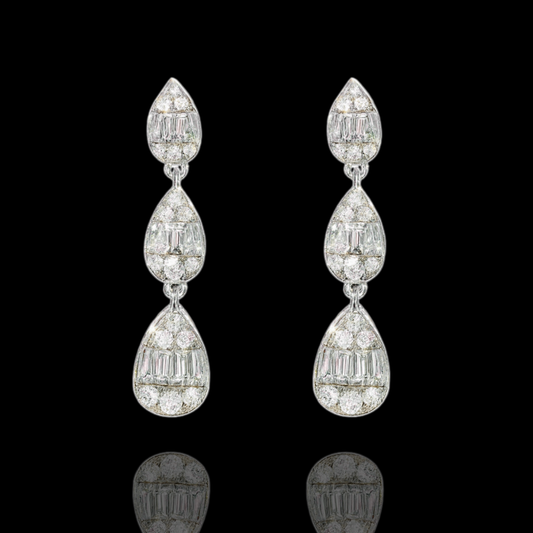 Silver Tiered Teardrop Earring